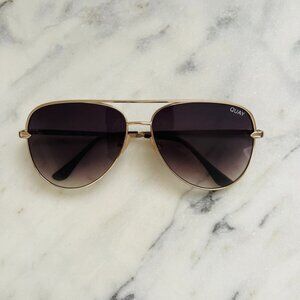 HIGH KEY Quay Aviator Sunglasses ( with gold frame)